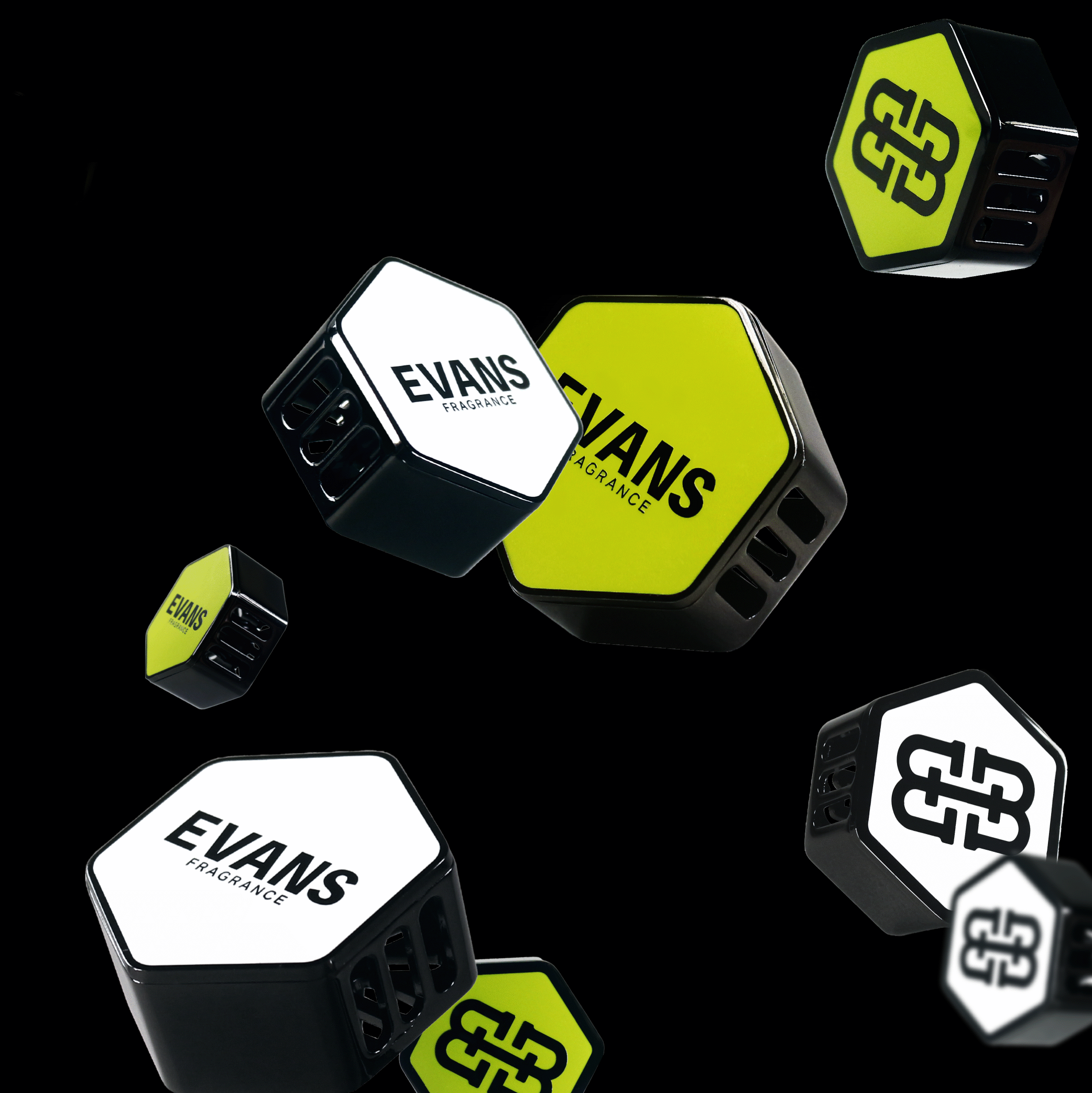 六角車用擴香器-鍍黑